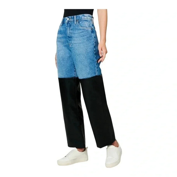 BLANK NYC “THE BAXTER” RIBCAGE STRAIGHT LEG DENIM JEANS W/ FAUX LEATHER‎ SIZE 24 - Picture 3 of 15